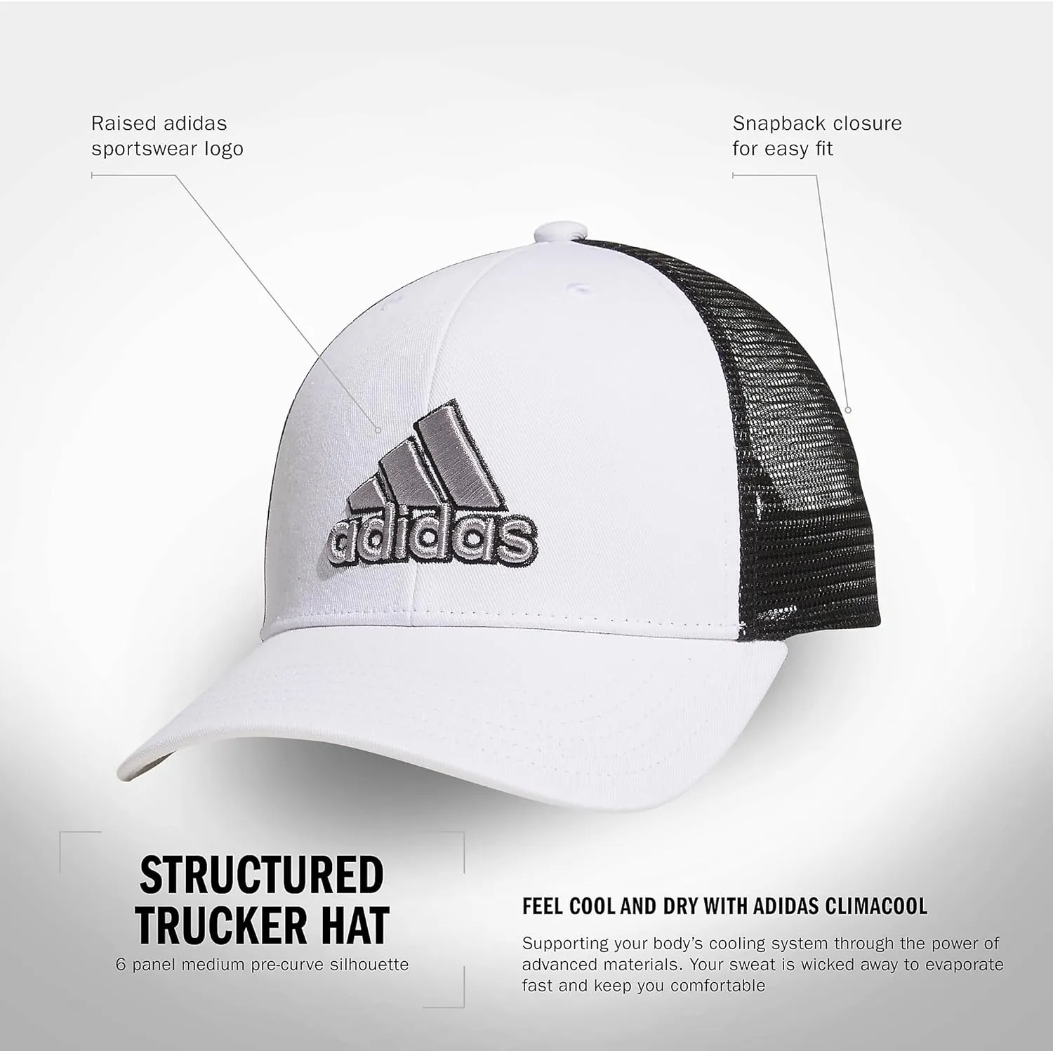 adidas Men's Mesh Back Structured Low Crown Adjustable Fit Snapback Hat