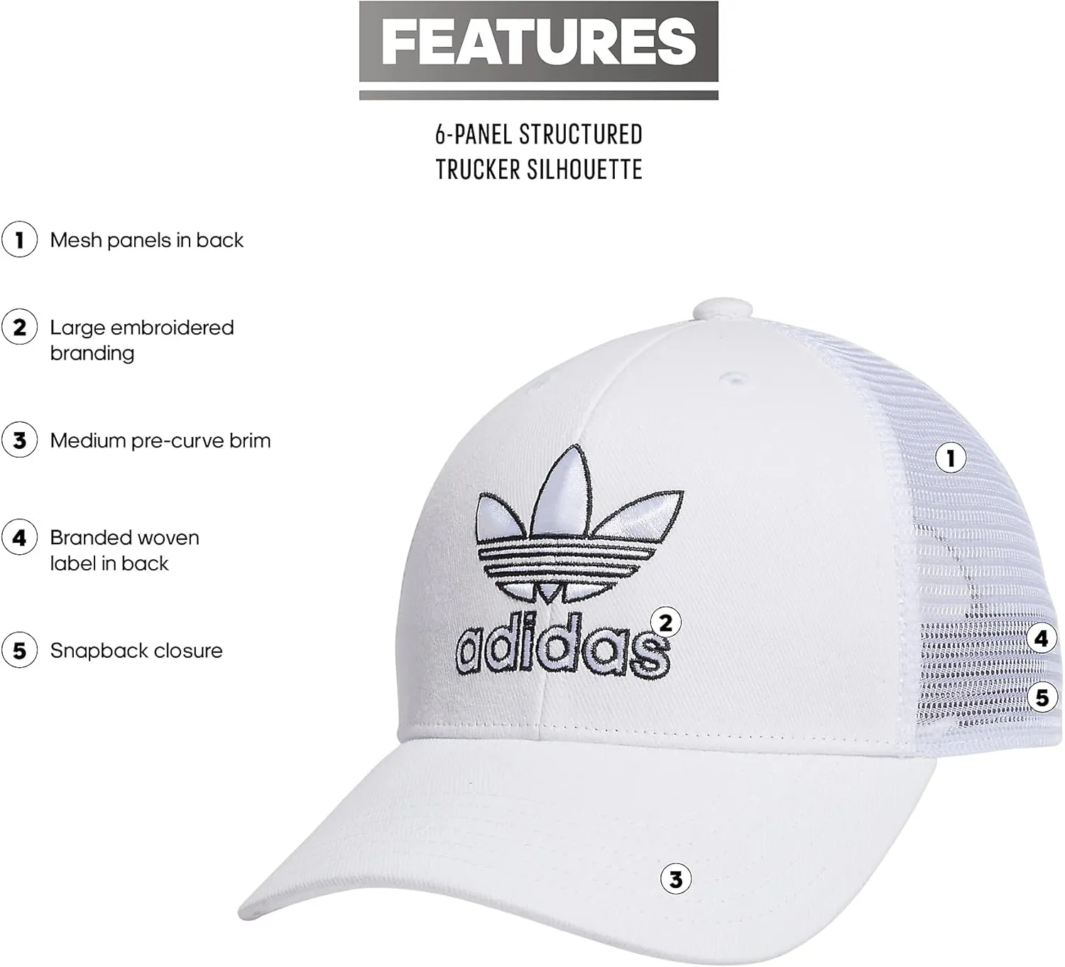 adidas Originals Men's Icon Trucker Structured Precurve Snapback Cap