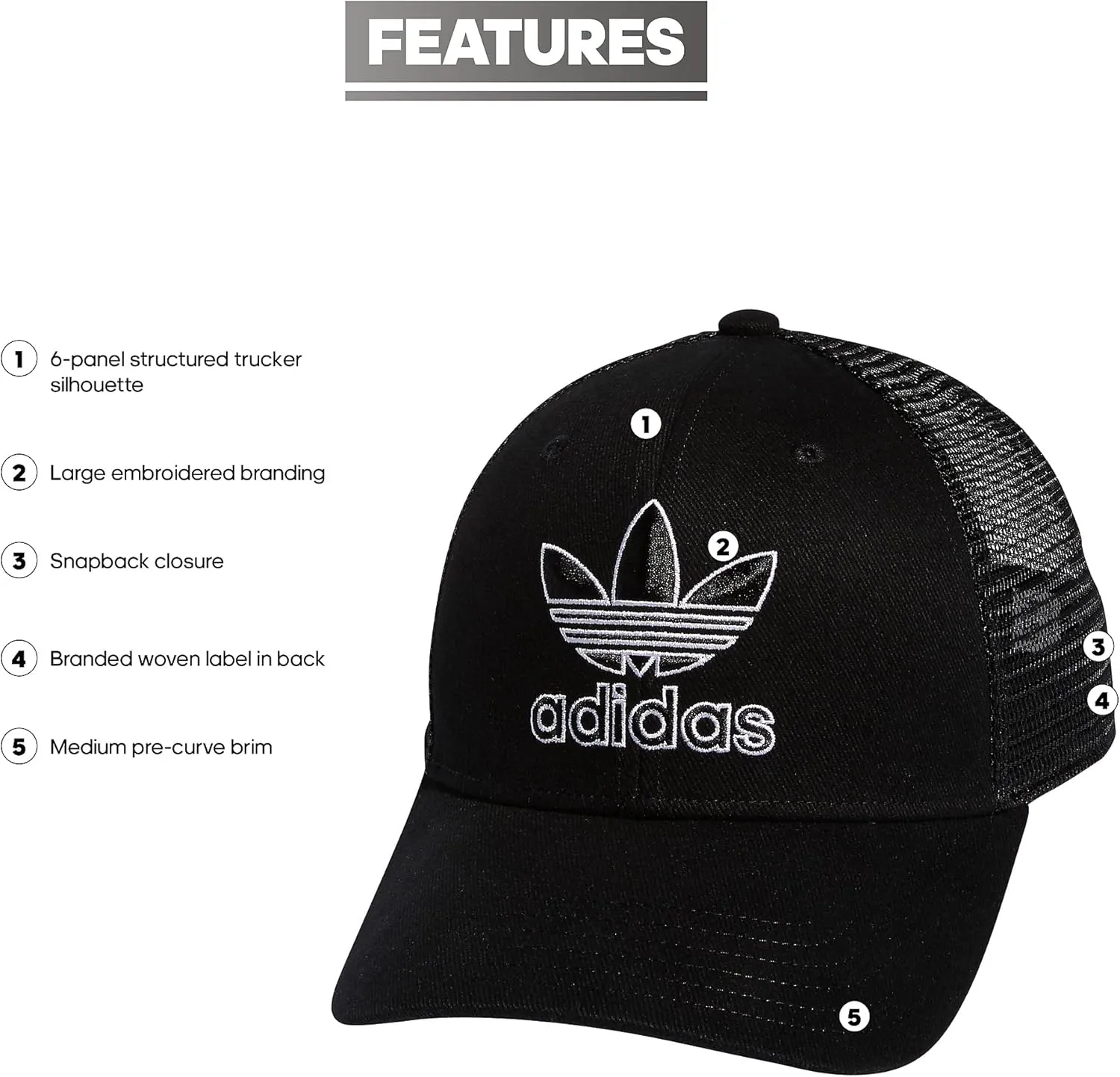 adidas Originals Men's Icon Trucker Structured Precurve Snapback Cap