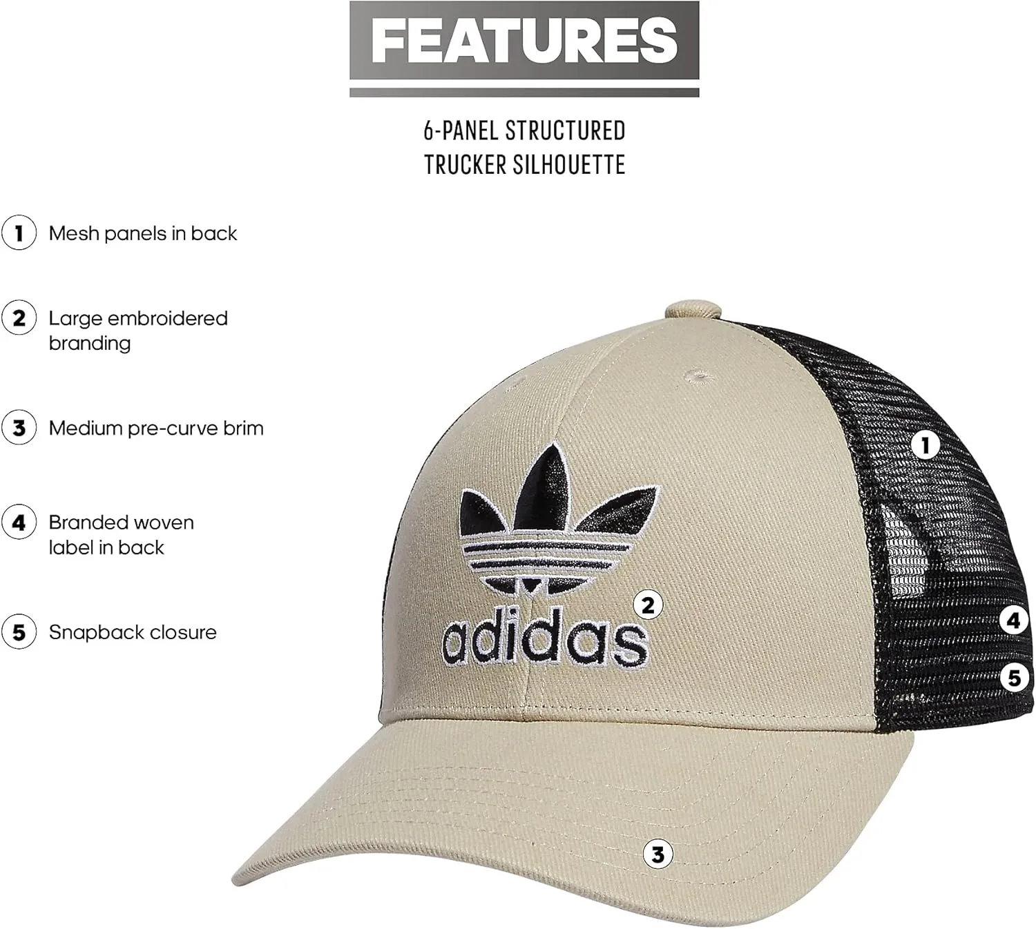 adidas Originals Men's Icon Trucker Structured Precurve Snapback Cap