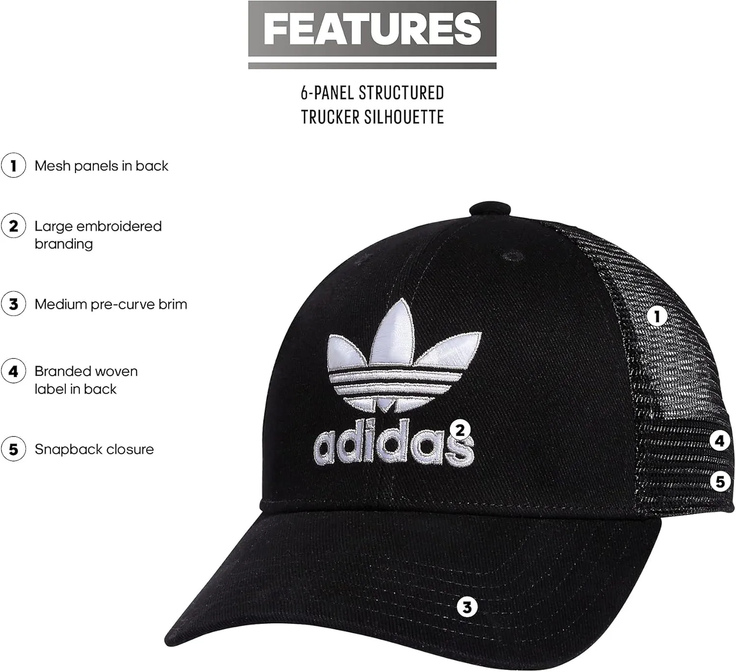 adidas Originals Men's Icon Trucker Structured Precurve Snapback Cap