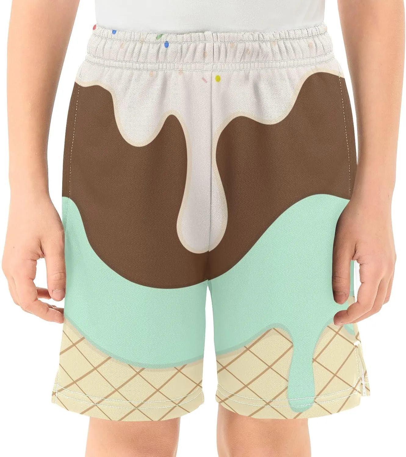 Athletic Gym Shorts Boys Casual Shorts Elastic Waist with Pockets, Summer Kids Bottom for Sports Homewear 7-15 Years