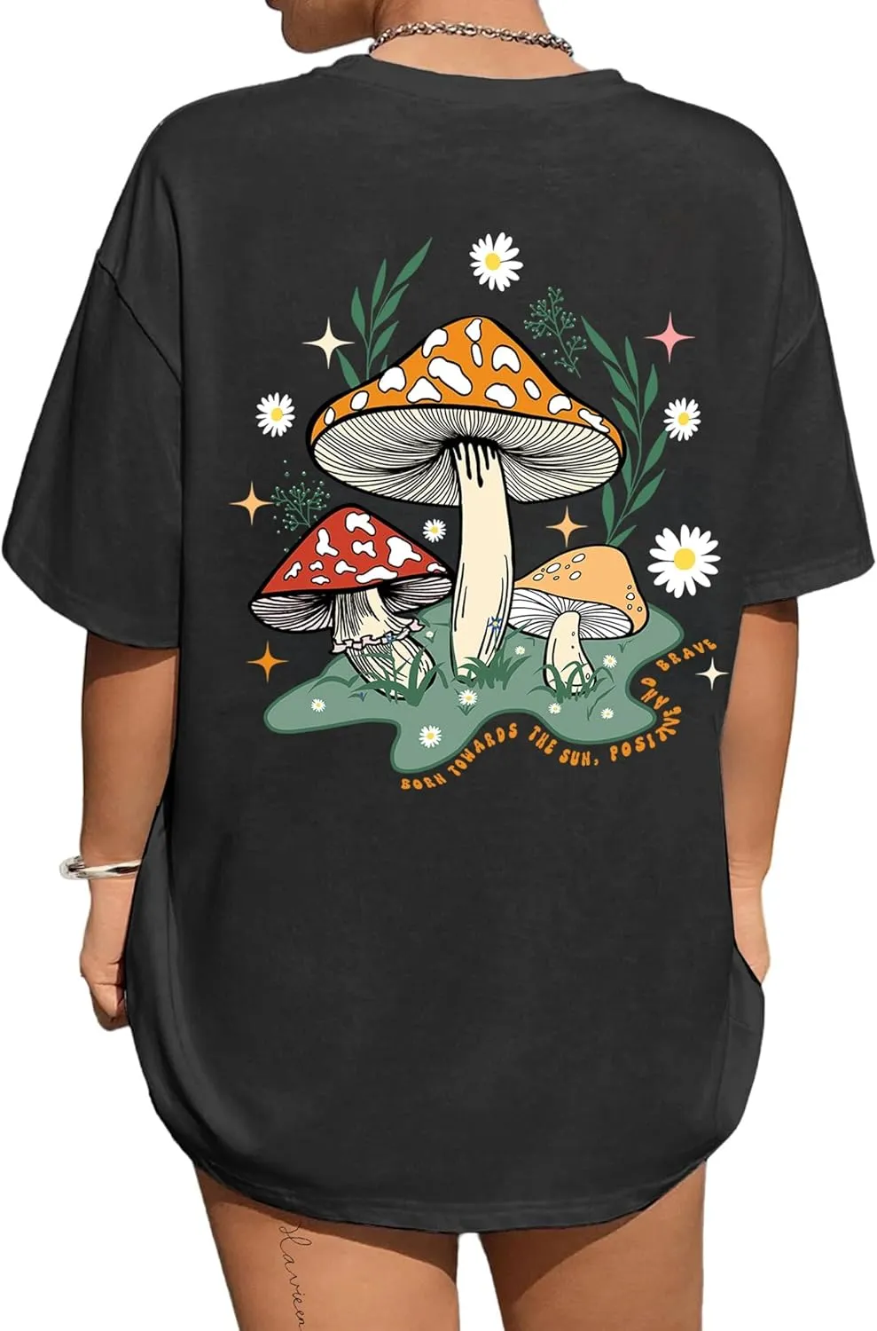 Avanova Women Graphic Oversized T-Shirt Short Sleeve Letter Print Loose Tee Top