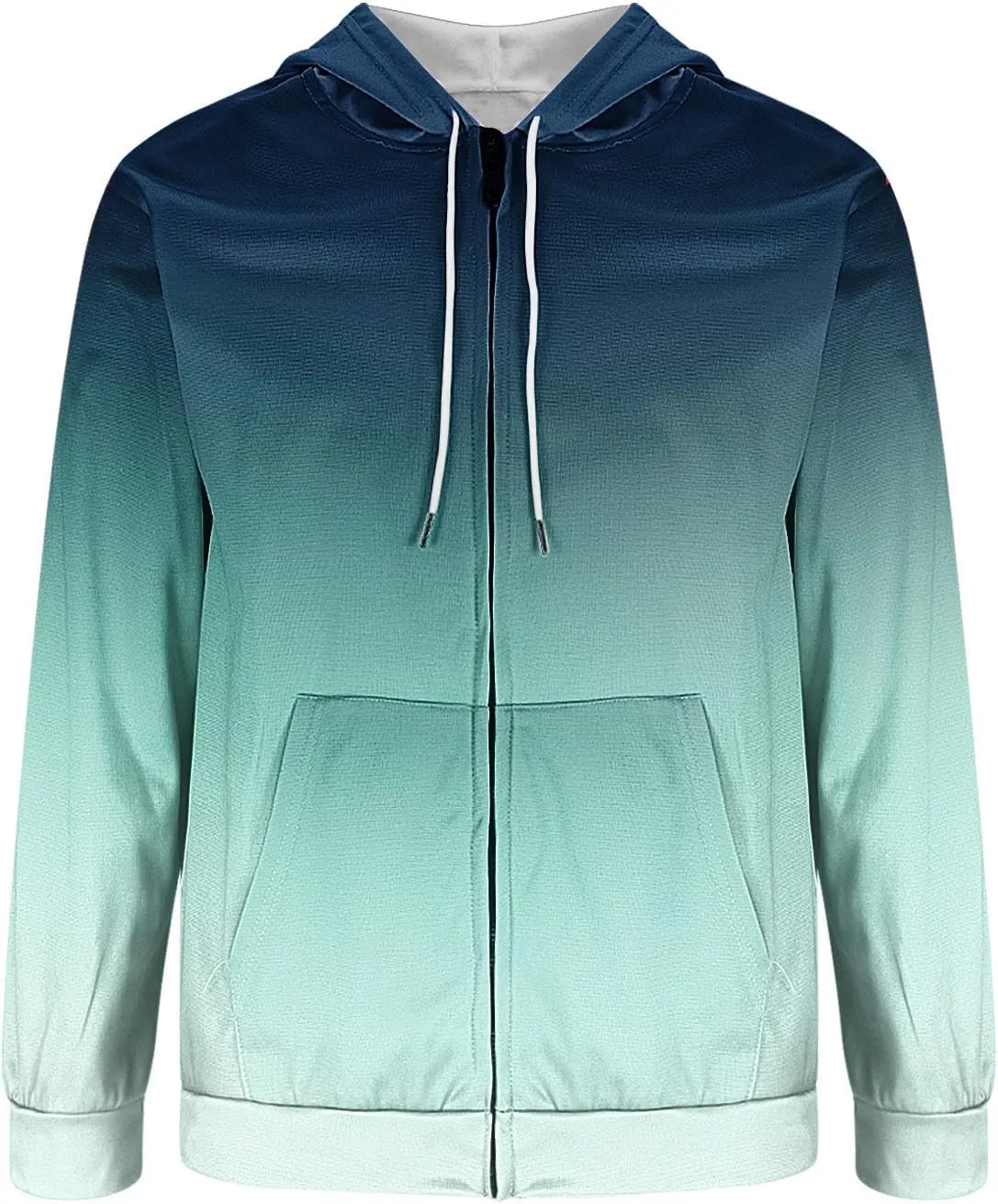 Aymnlox Mens Hoodies Basic Casual Gradient Color Long Sleeve Sweatshirts Regular Loose Full Zip Up Hoodie With Pockets