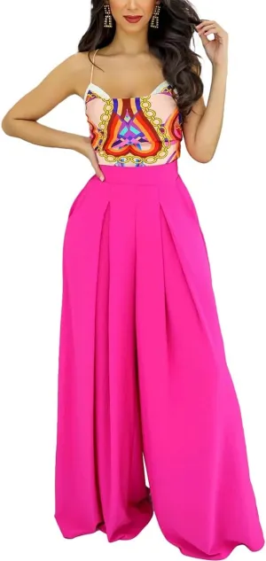 BFFBABY Womens Casual Palazzo Pants High Waist Printed Ruched Loose Flowy Lounge Wide Leg Pants (M-3XL)
