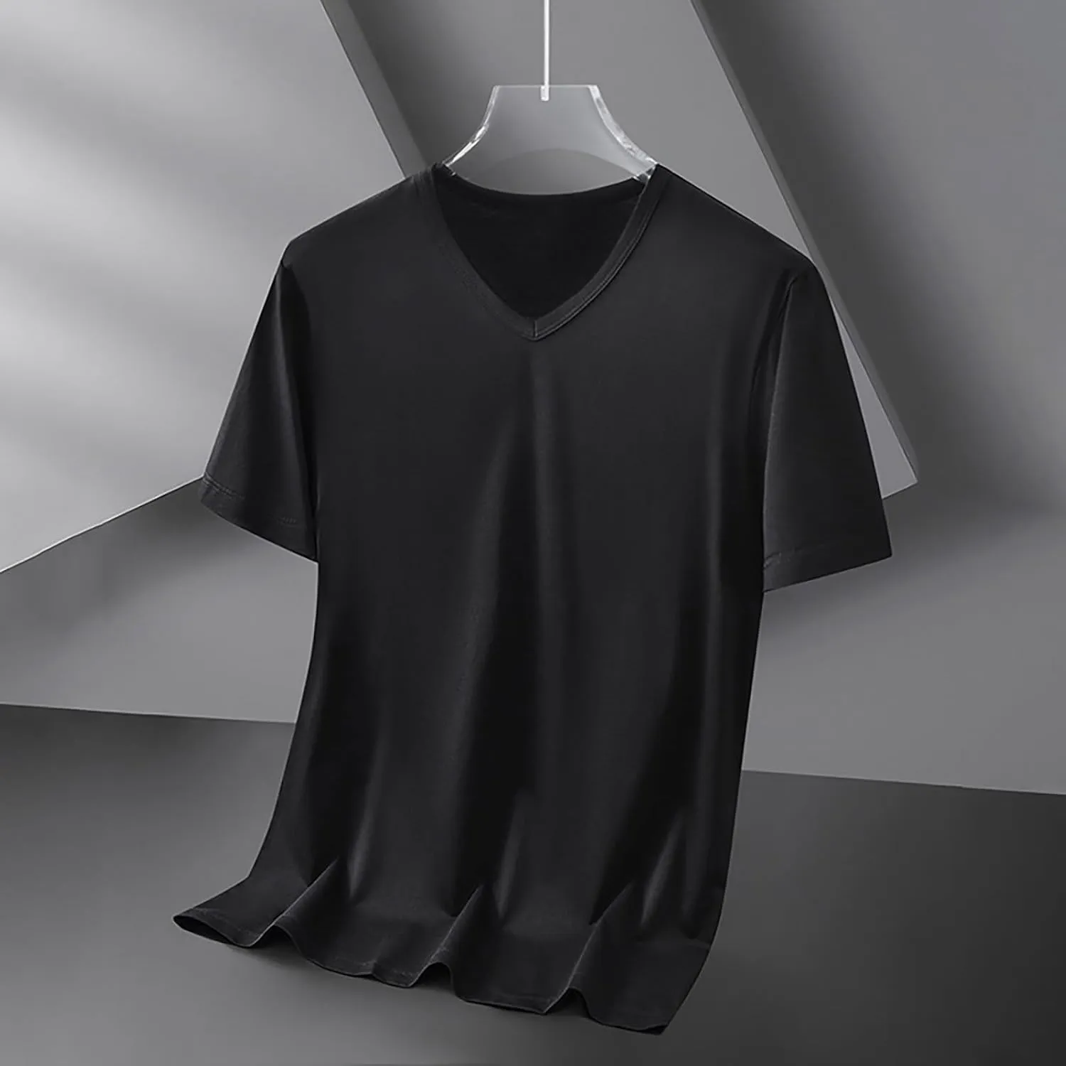 Big and Tall Shirts for Men Casual V Neck Short Sleeve T Shirts Plus Size Loose Summer Tee Tops Comfy Cotton T-Shirts