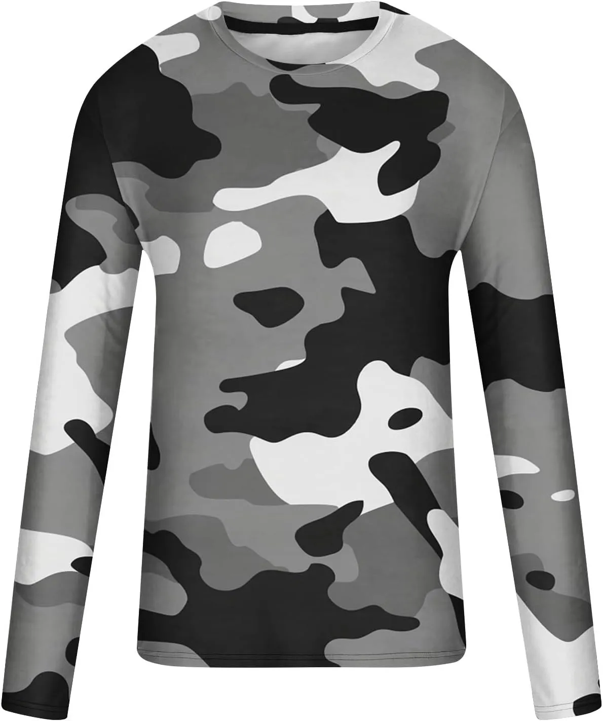 Big and Tall Shirts for Men Long Sleeve Camouflage Print Graphic Pullover Tops Camo Gym Workout Crewneck Sweatshirts