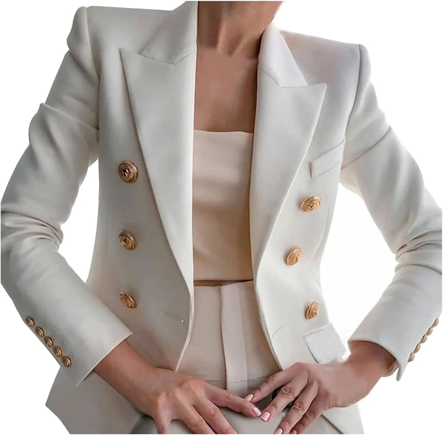 Blazers for Women Business Casual Button Work Office Jackets Blazer Open Front Long Sleeve Lapel Jacket Outfit