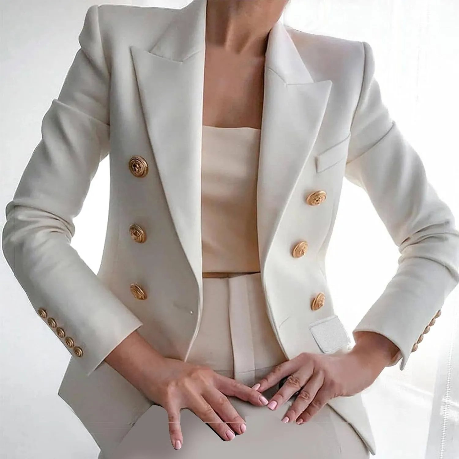 Blazers for Women Business Casual Button Work Office Jackets Blazer Open Front Long Sleeve Lapel Jacket Outfit