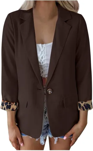 Blazers for Women Fashion Casual Long Sleeve Jacket Lapel Solid Blazer Slim Office Work Petite Suits