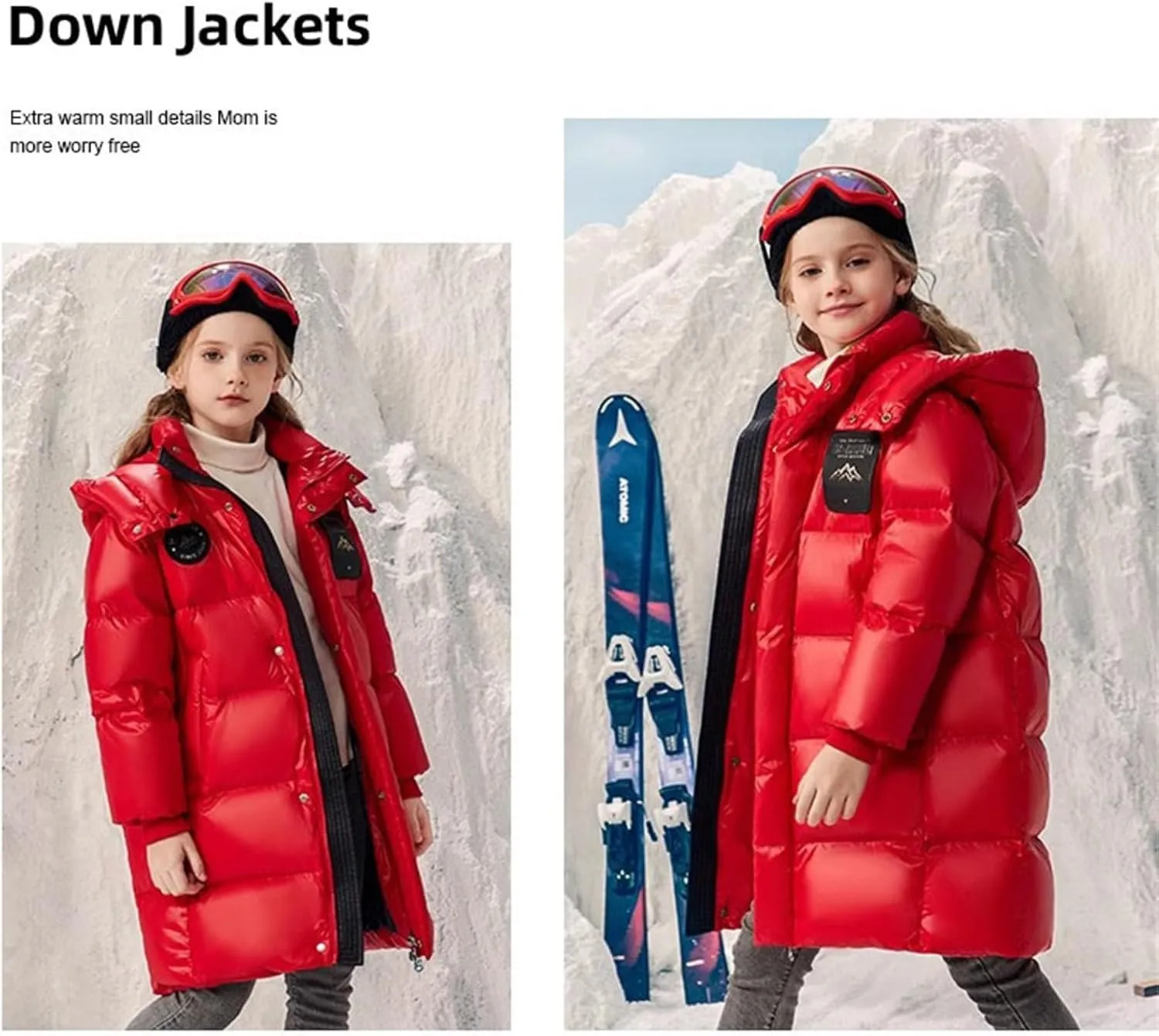 Boys Girls Long Hooded Down Winter Coat Kids Puffer Down Jacket Thick Warm Coat Parka Padded Jacket Fashion Clothes