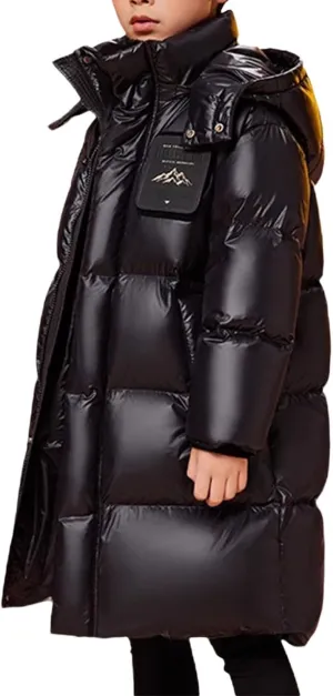 Boys Girls Long Hooded Down Winter Coat Kids Puffer Down Jacket Thick Warm Coat Parka Padded Jacket Fashion Clothes