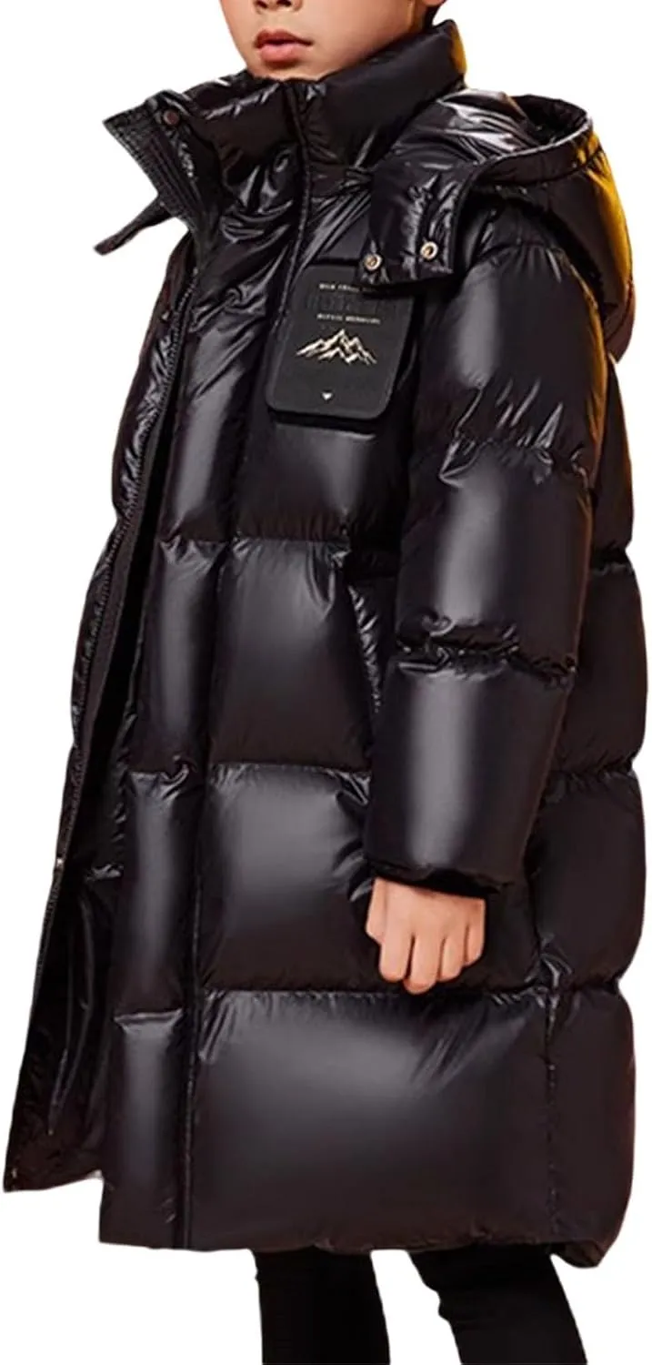 Boys Girls Long Hooded Down Winter Coat Kids Puffer Down Jacket Thick Warm Coat Parka Padded Jacket Fashion Clothes