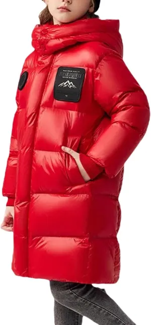 Boys Girls Long Hooded Down Winter Coat Kids Puffer Down Jacket Thick Warm Coat Parka Padded Jacket Fashion Clothes