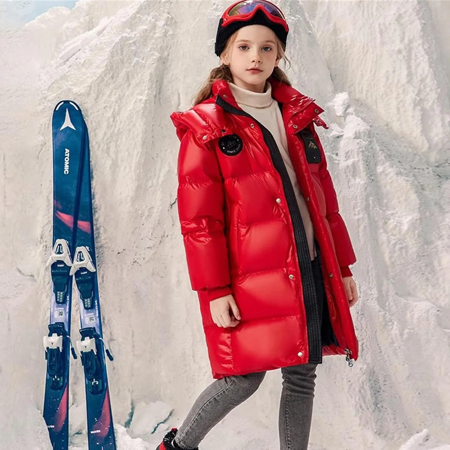 Boys Girls Long Hooded Down Winter Coat Kids Puffer Down Jacket Thick Warm Coat Parka Padded Jacket Fashion Clothes