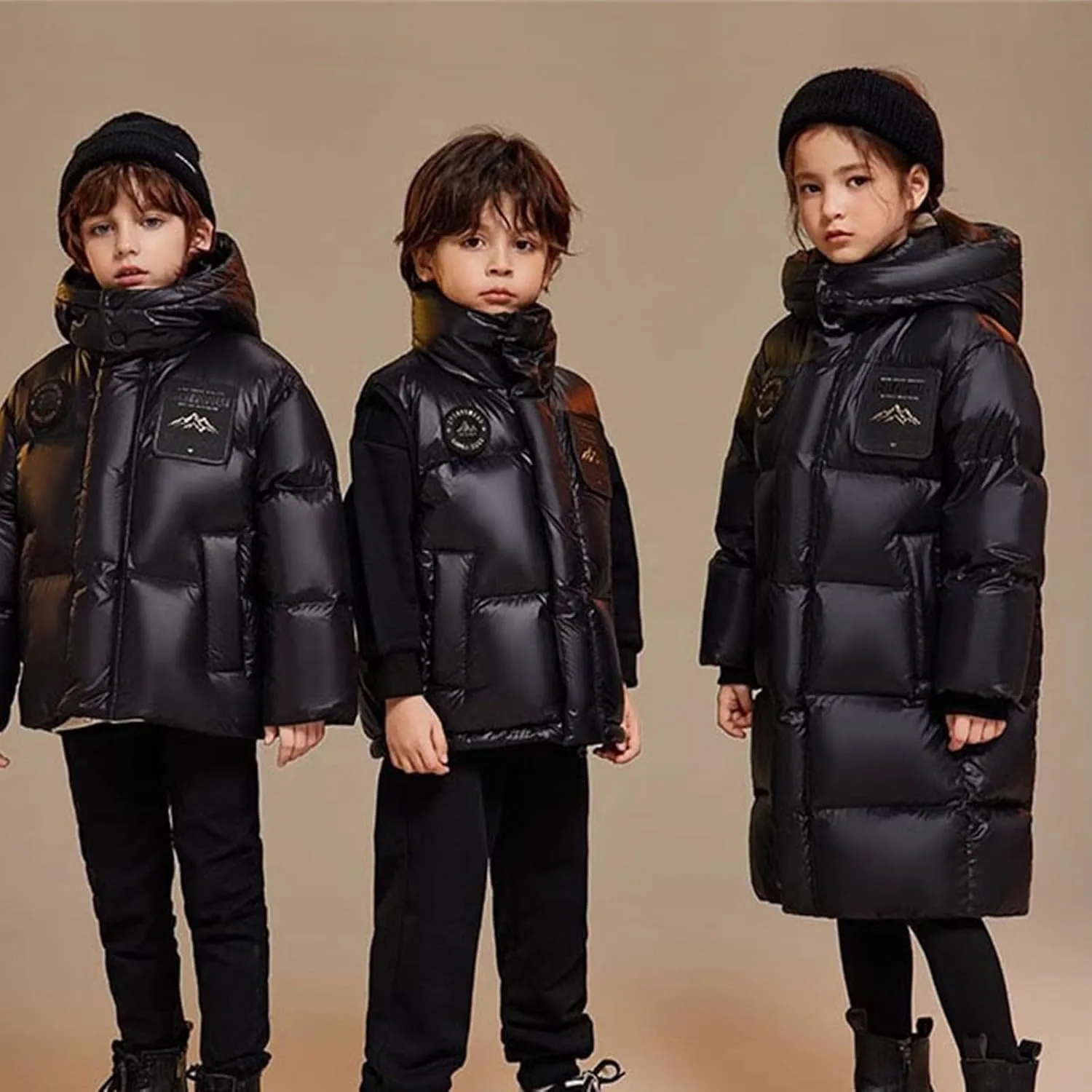 Boys Girls Long Hooded Down Winter Coat Kids Puffer Down Jacket Thick Warm Coat Parka Padded Jacket Fashion Clothes