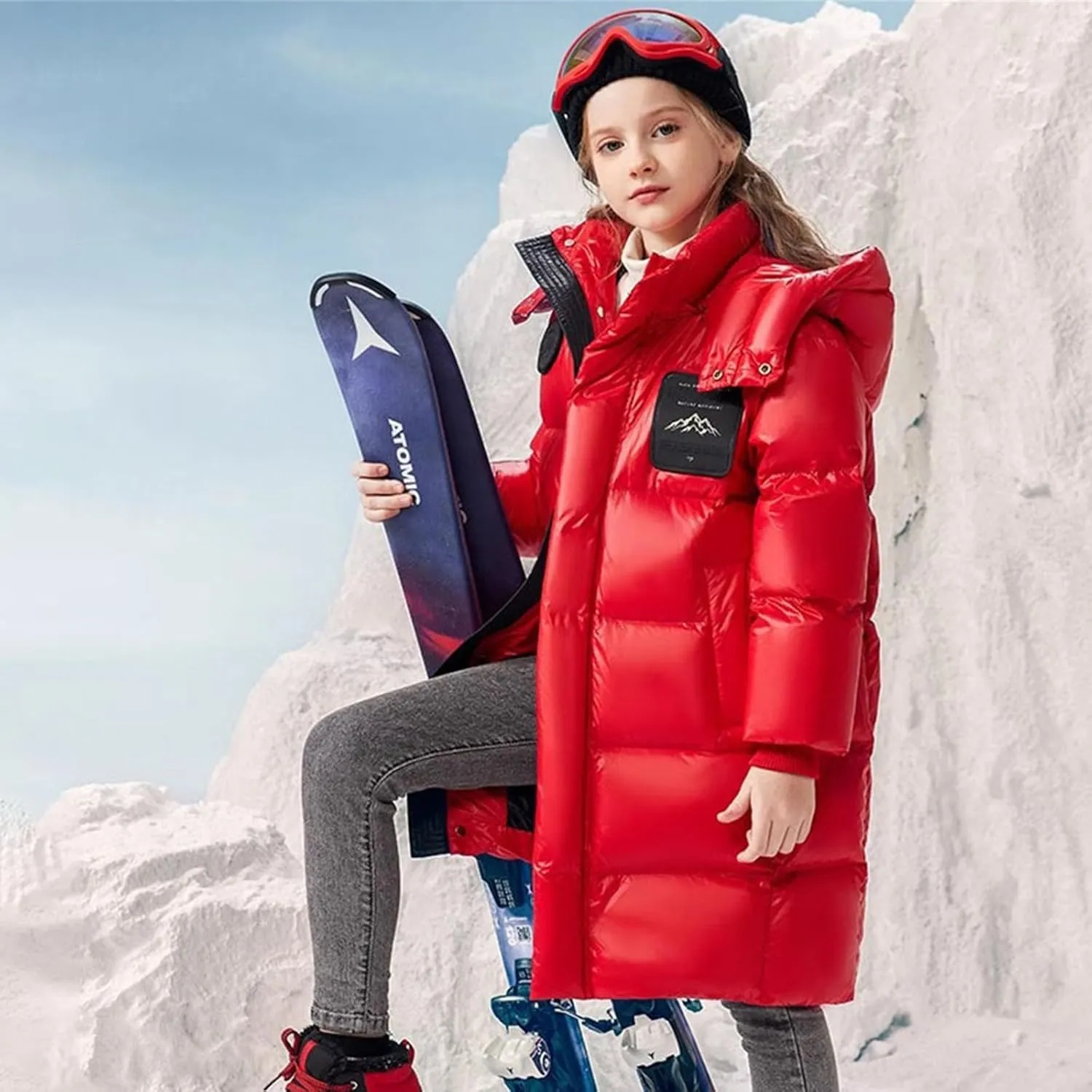 Boys Girls Long Hooded Down Winter Coat Kids Puffer Down Jacket Thick Warm Coat Parka Padded Jacket Fashion Clothes
