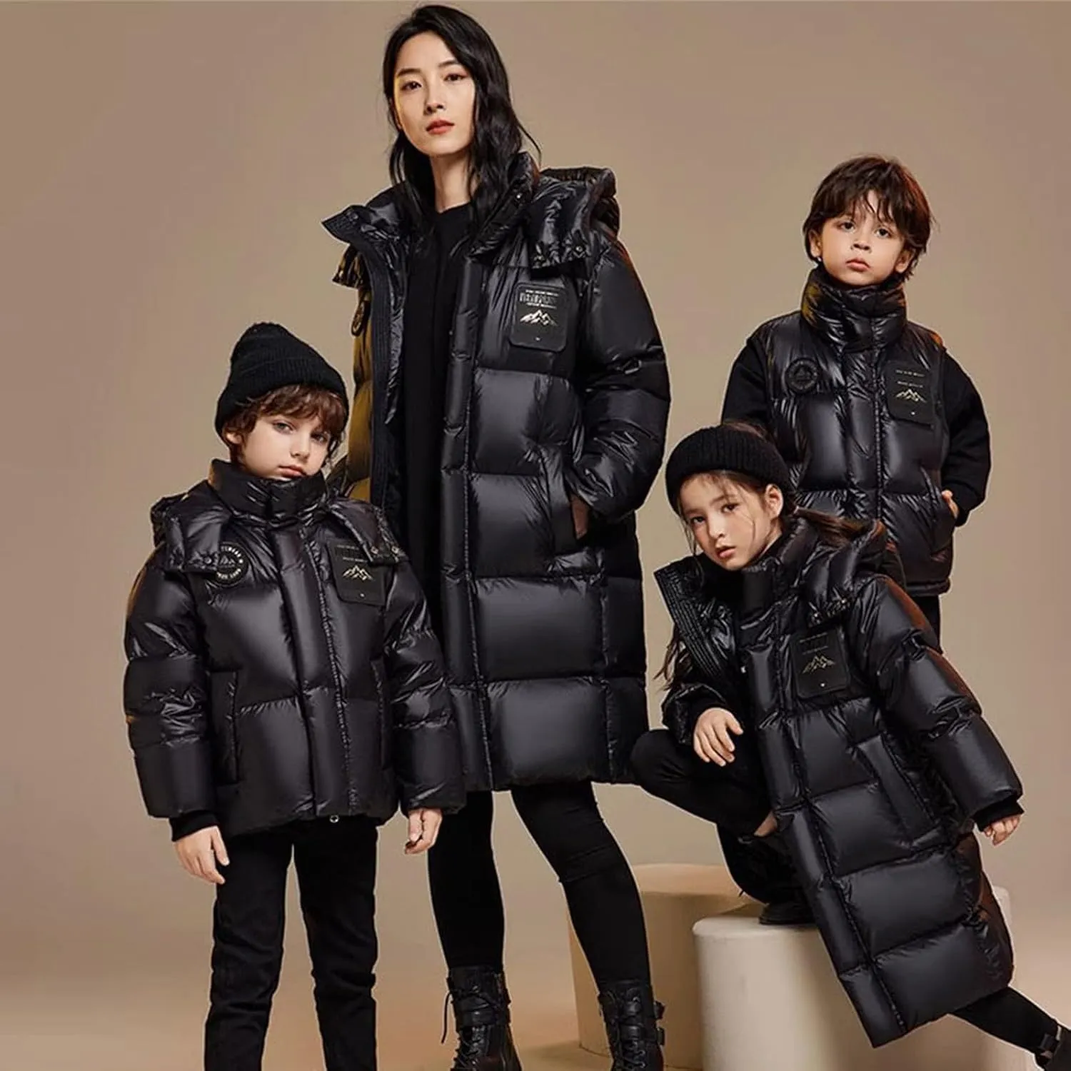 Boys Girls Long Hooded Down Winter Coat Kids Puffer Down Jacket Thick Warm Coat Parka Padded Jacket Fashion Clothes