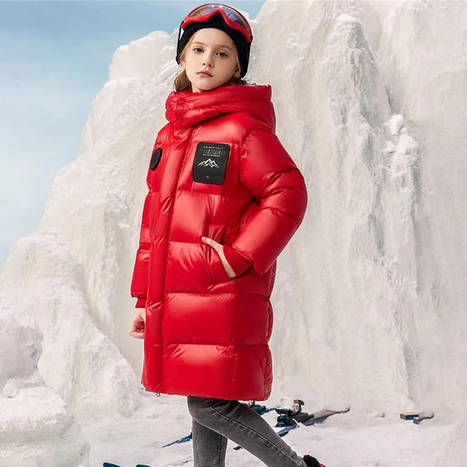 Boys Girls Long Hooded Down Winter Coat Kids Puffer Down Jacket Thick Warm Coat Parka Padded Jacket Fashion Clothes