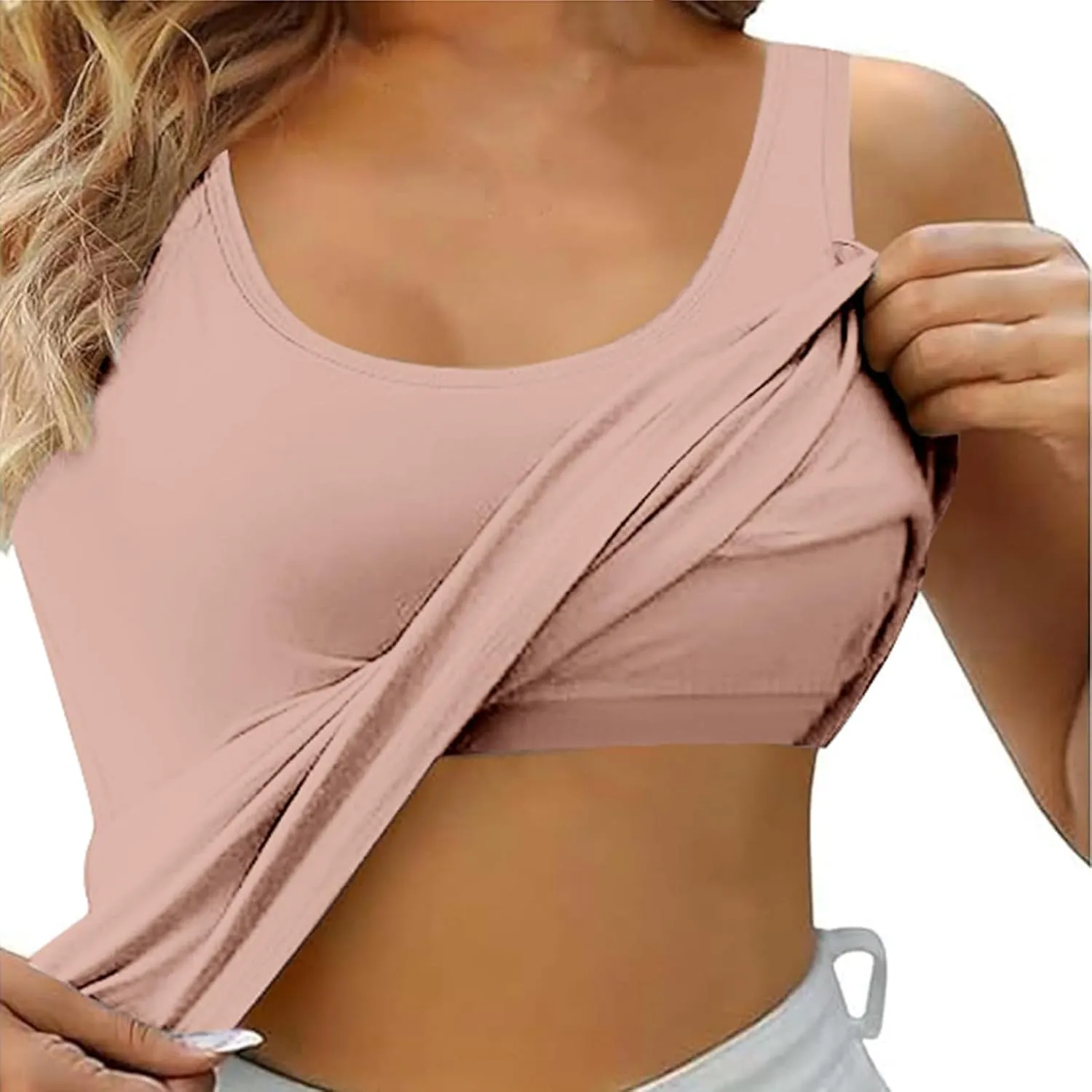 Built in Bra Tank Tops for Women Tee Summer Basic Workout Top Camisole Casual Wide Strap Sleevless Layer 2025