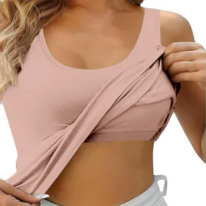 Built in Bra Tank Tops for Women Tee Summer Basic Workout Top Camisole Casual Wide Strap Sleevless Layer 2025