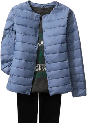 Canbebig Womens Quilted Jacket Lightweight Padding Coat Plus Size Button Down Puffer Jackets Collaless Winter Outwear Pockets