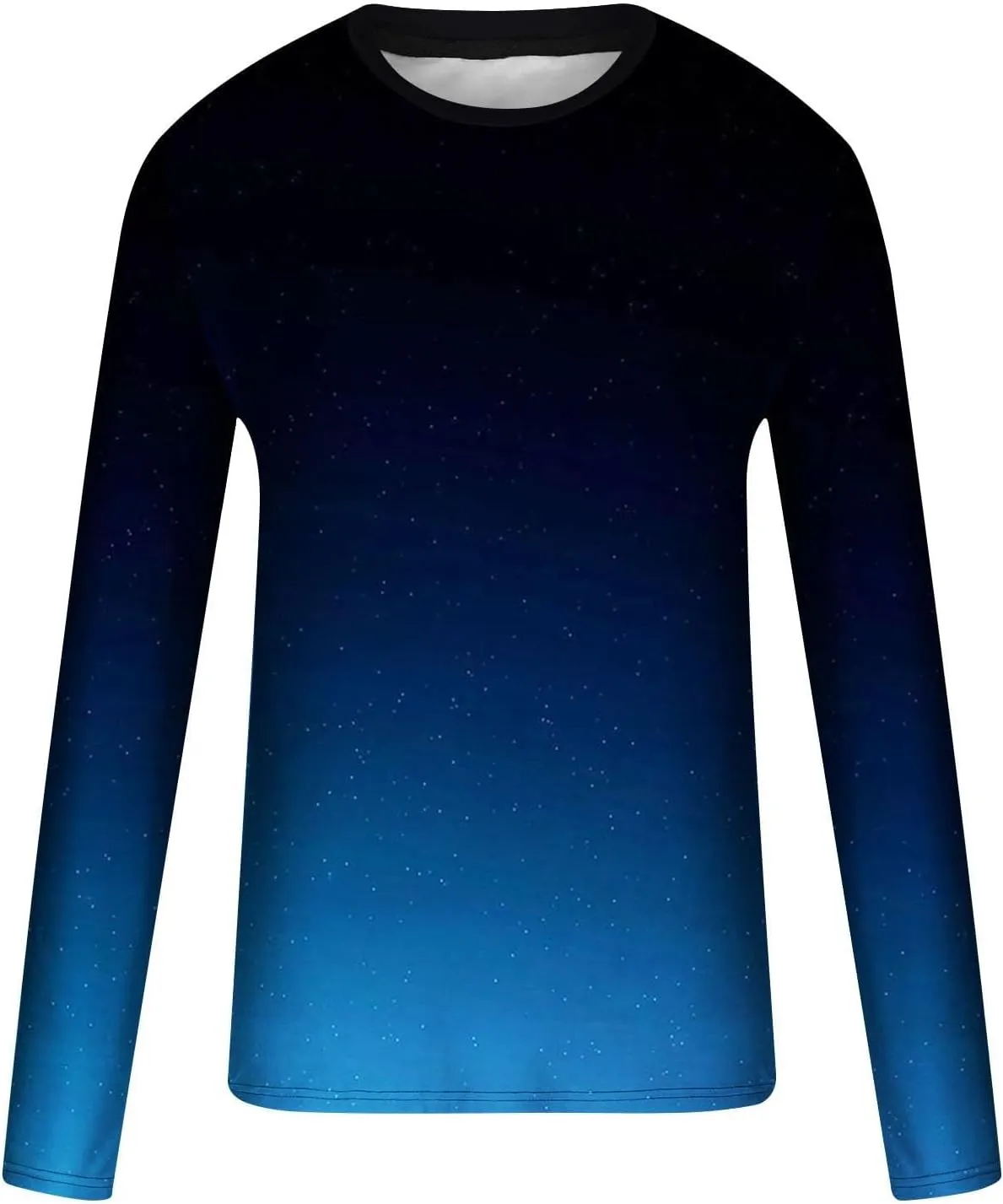 Casual Sports T-Shirts for Men Loose Crew Neck Gradient Long Sleeve Pullover Tops Fashion Comfort Athletic Blouses
