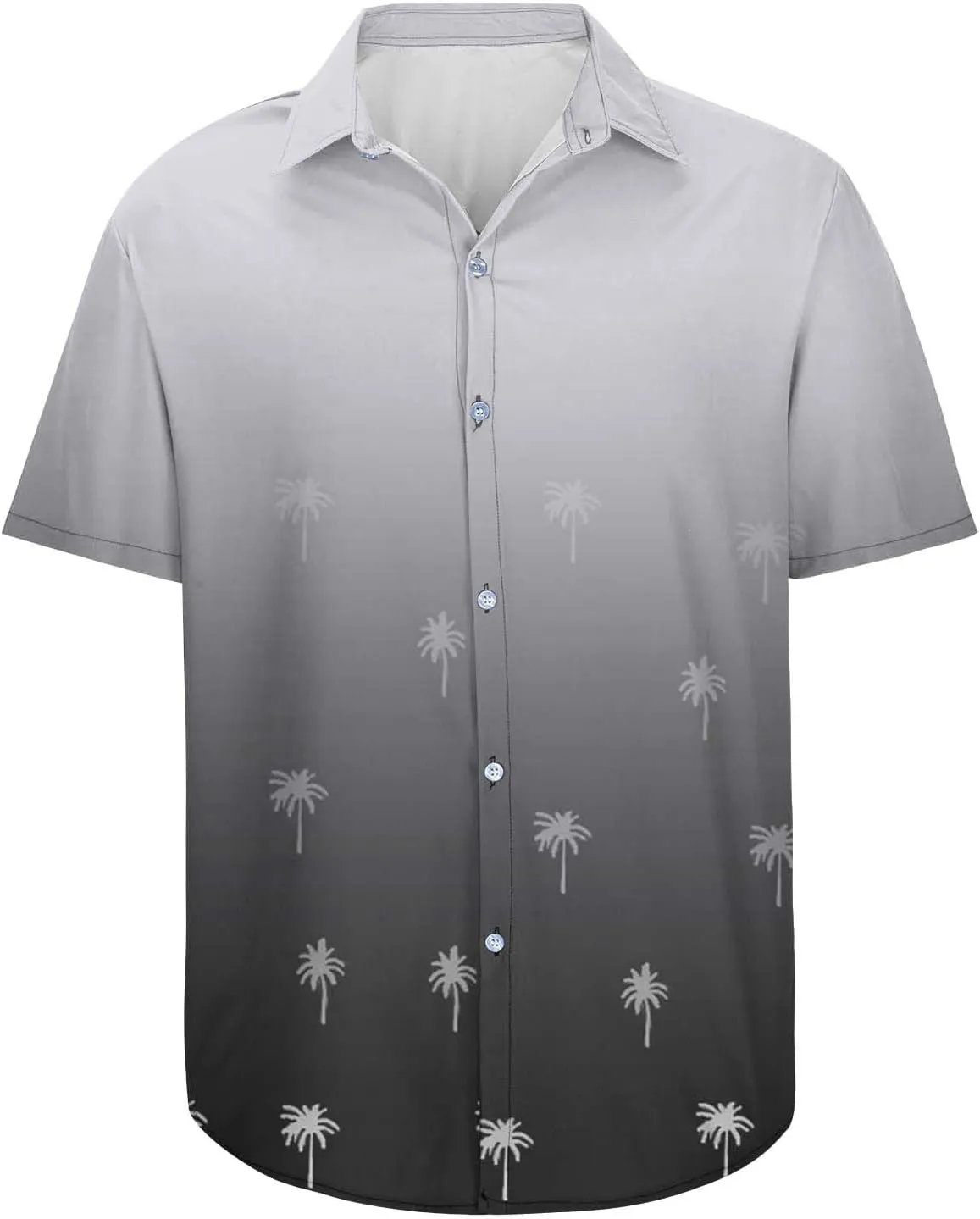 Coconut Tree Print Mens Gradient Hawaiian Shirts - Loose Lapel Casual Button Down Short Sleeve Tropical Vacation Beach Shirt