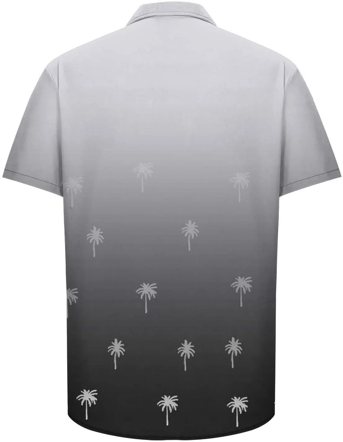 Coconut Tree Print Mens Gradient Hawaiian Shirts - Loose Lapel Casual Button Down Short Sleeve Tropical Vacation Beach Shirt