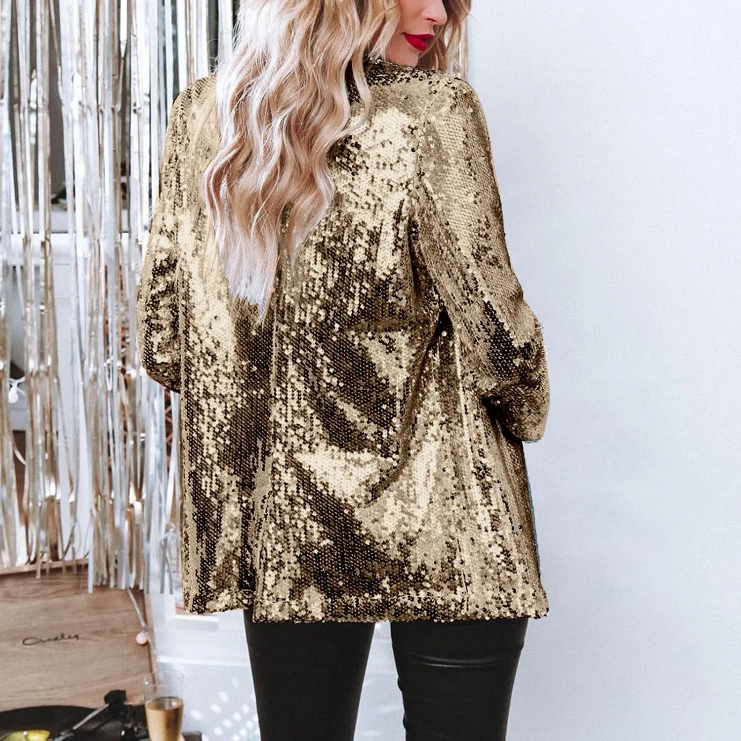Collarless Blazer Jackets for Women Office Women's Blazers Buttonn Dressy Fall Top Loose Fit Herringbone Blazer