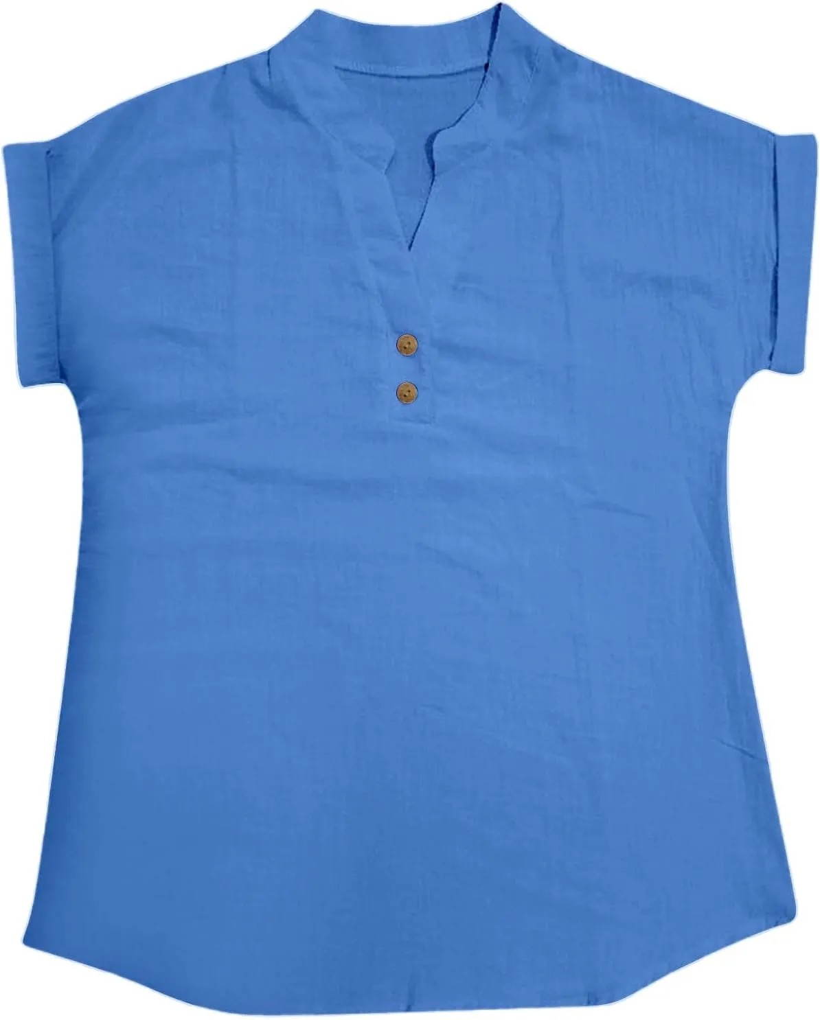 Cotton Linen Shirts for Women Short Sleeve Summer Tops Button V Neck T Shirt Basic Tee Business Casual Outfits Clothes