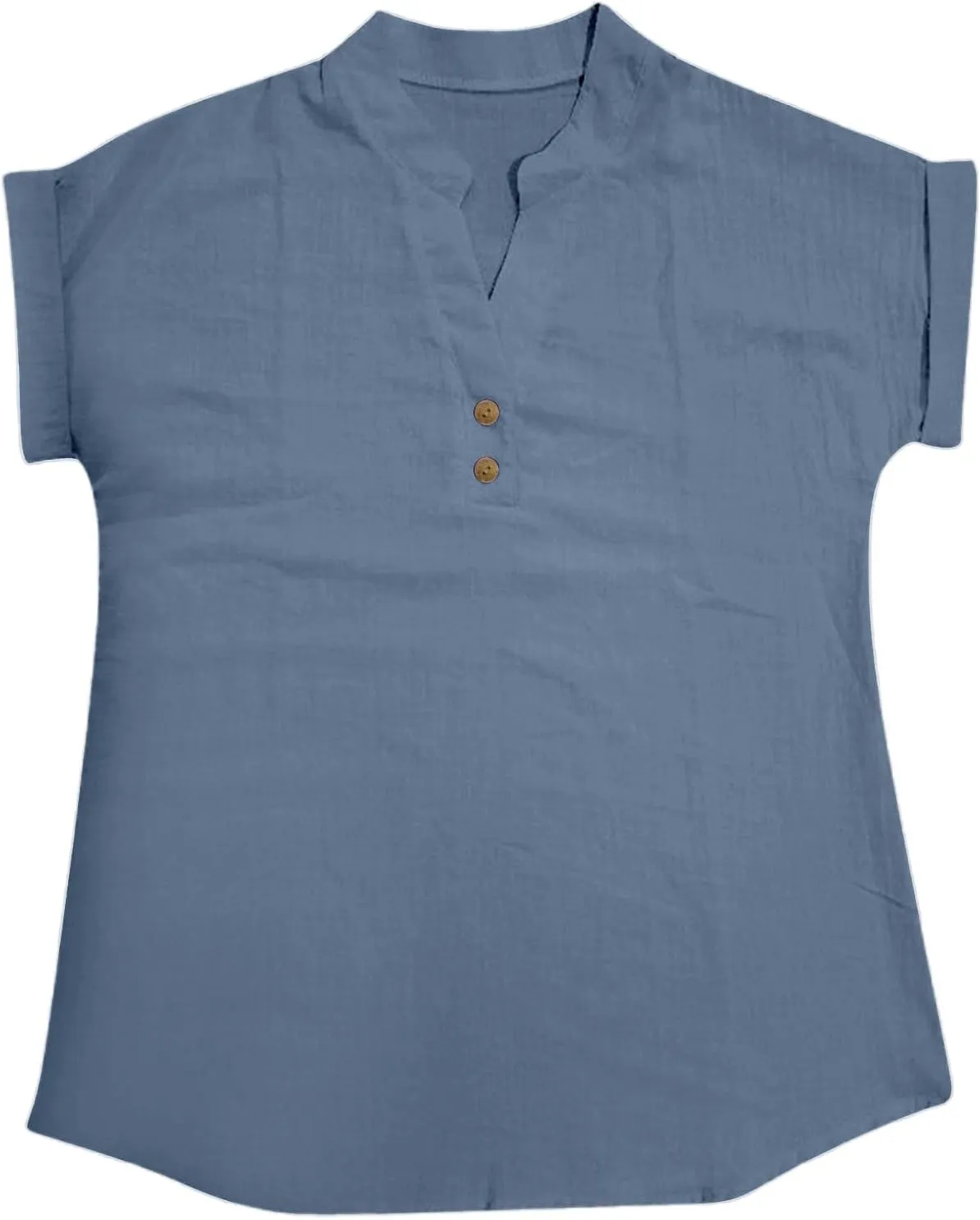 Cotton Linen Shirts for Women Short Sleeve Summer Tops Button V Neck T Shirt Basic Tee Business Casual Outfits Clothes
