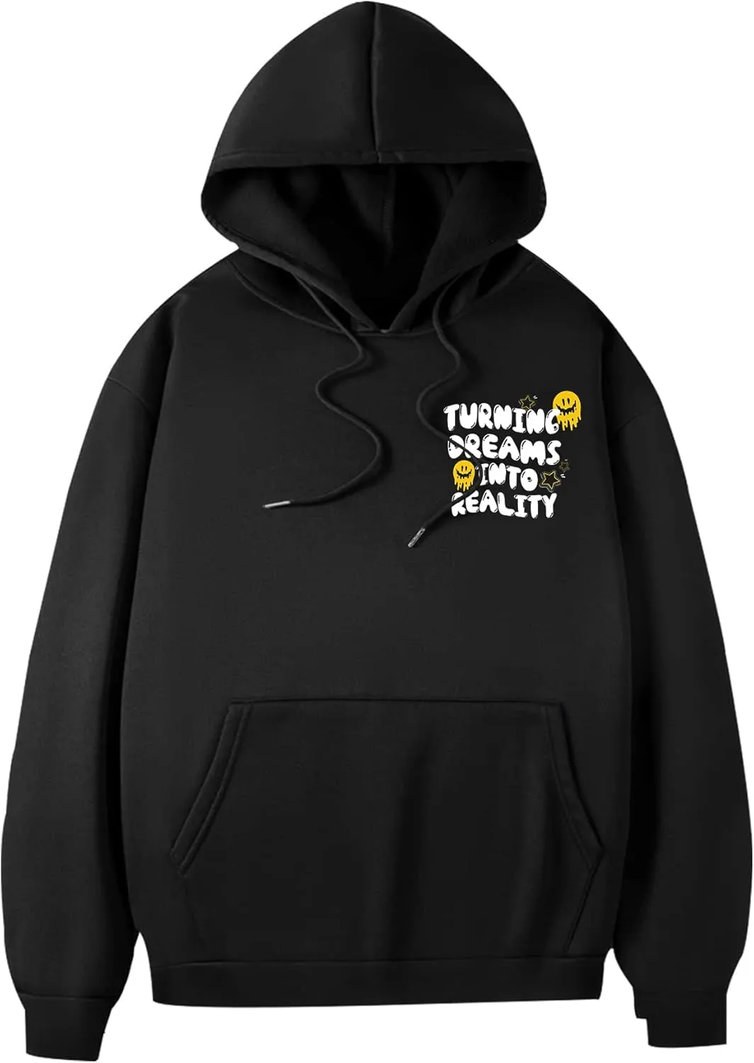 COZYEASE Men's Graphic Letter Print Drawstring Street Hoodies Oversized Vintage Long Sleeve Sweatshirts