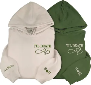 Custom Embroidered Roman Numeral Hoodies, Matching Hoodies For Couples, Personalized Embroidered Couples Hoodies Custom, Hoodies For Boyfriend With Initial On Sleeve, Gifts For Him And Her Christmas