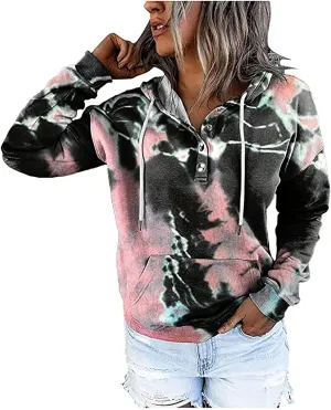 DASAYO Women Vintage Aztec Print Oversized Sweatshirt Relaxed Fit Pullover Hooded Kangaroo Pocket Y2k Jumper Tops 80s Fashion