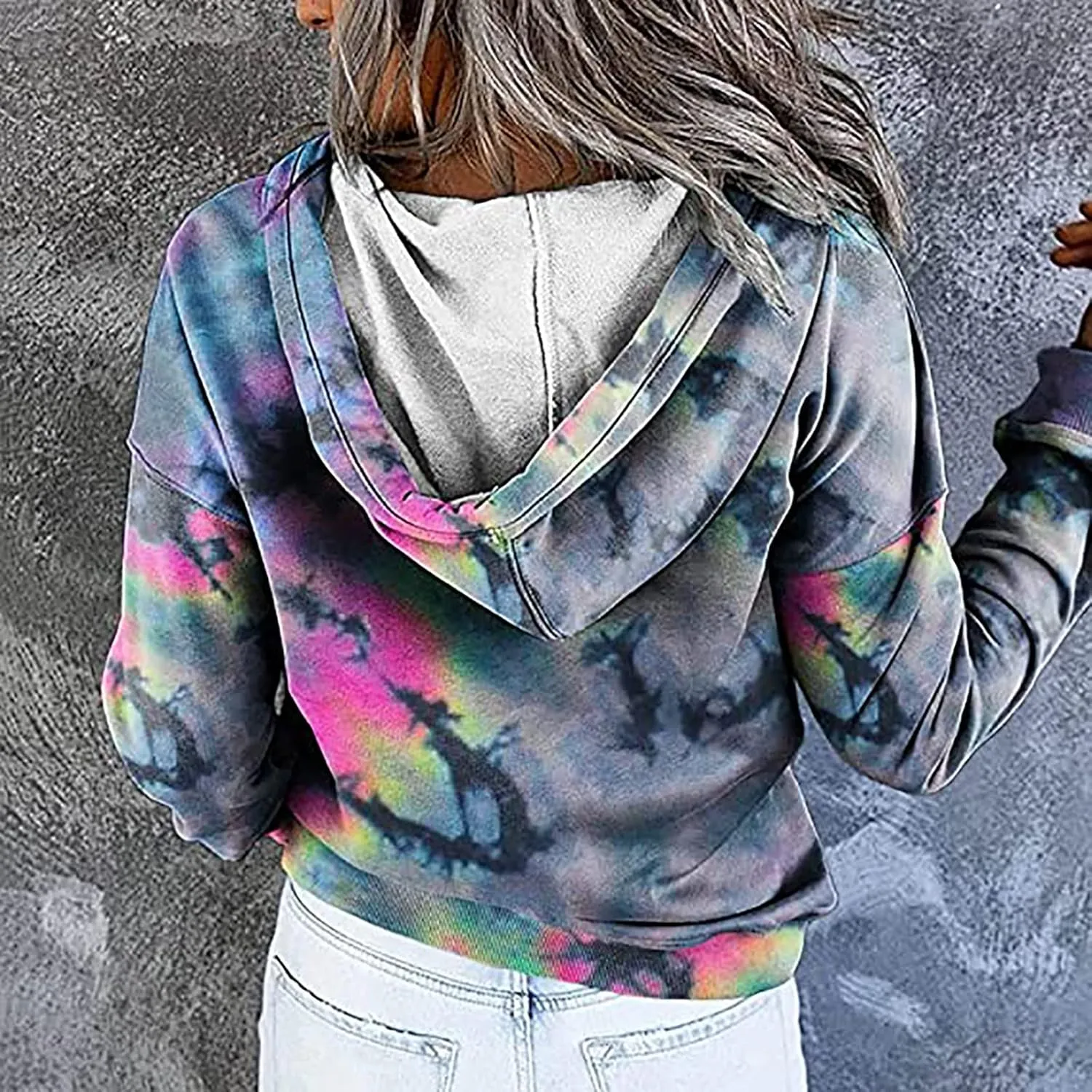 DASAYO Women Vintage Aztec Print Oversized Sweatshirt Relaxed Fit Pullover Hooded Kangaroo Pocket Y2k Jumper Tops 80s Fashion