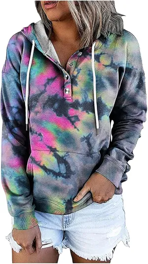 DASAYO Women Vintage Aztec Print Oversized Sweatshirt Relaxed Fit Pullover Hooded Kangaroo Pocket Y2k Jumper Tops 80s Fashion