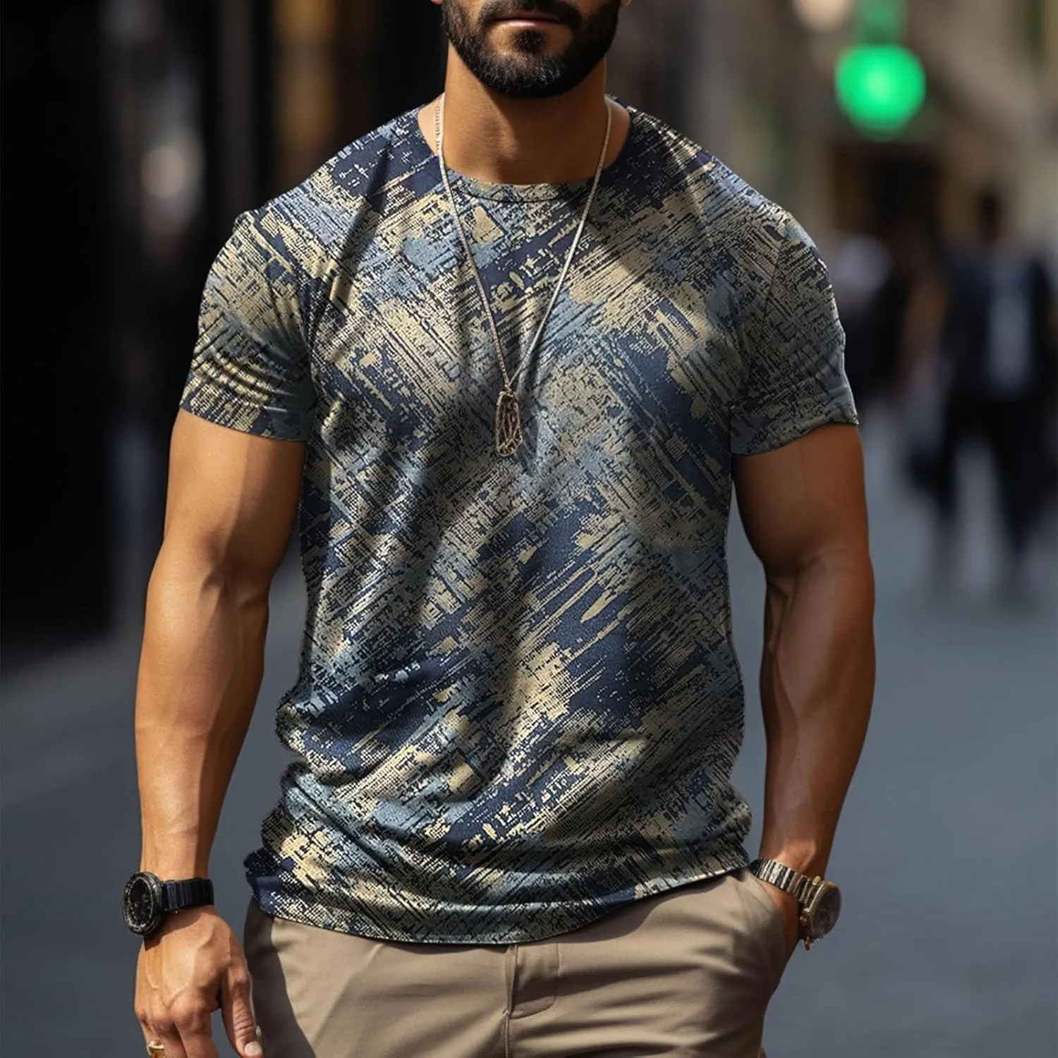 Designer Graphic Tees Men 2024 Vintage Africa Style Print Pullover Tops Summer Sport Fitness Short Sleeve Tee Shirt