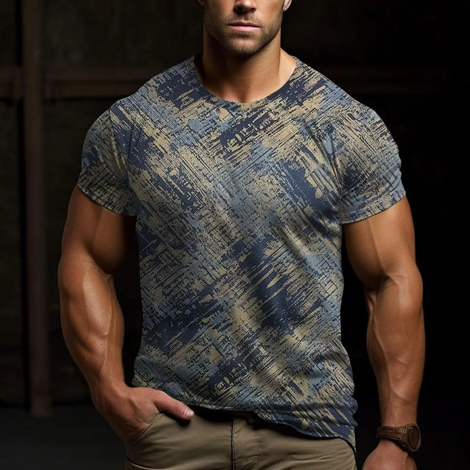 Designer Graphic Tees Men 2024 Vintage Africa Style Print Pullover Tops Summer Sport Fitness Short Sleeve Tee Shirt