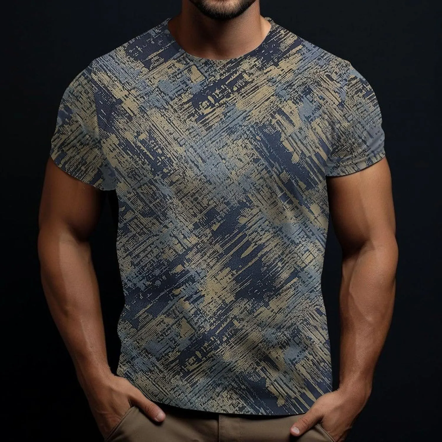 Designer Graphic Tees Men 2024 Vintage Africa Style Print Pullover Tops Summer Sport Fitness Short Sleeve Tee Shirt