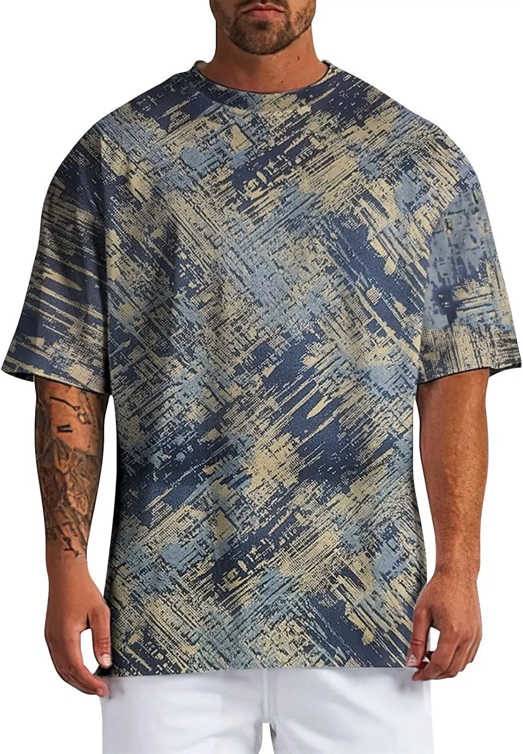 Designer Graphic Tees Men 2024 Vintage Africa Style Print Pullover Tops Summer Sport Fitness Short Sleeve Tee Shirt