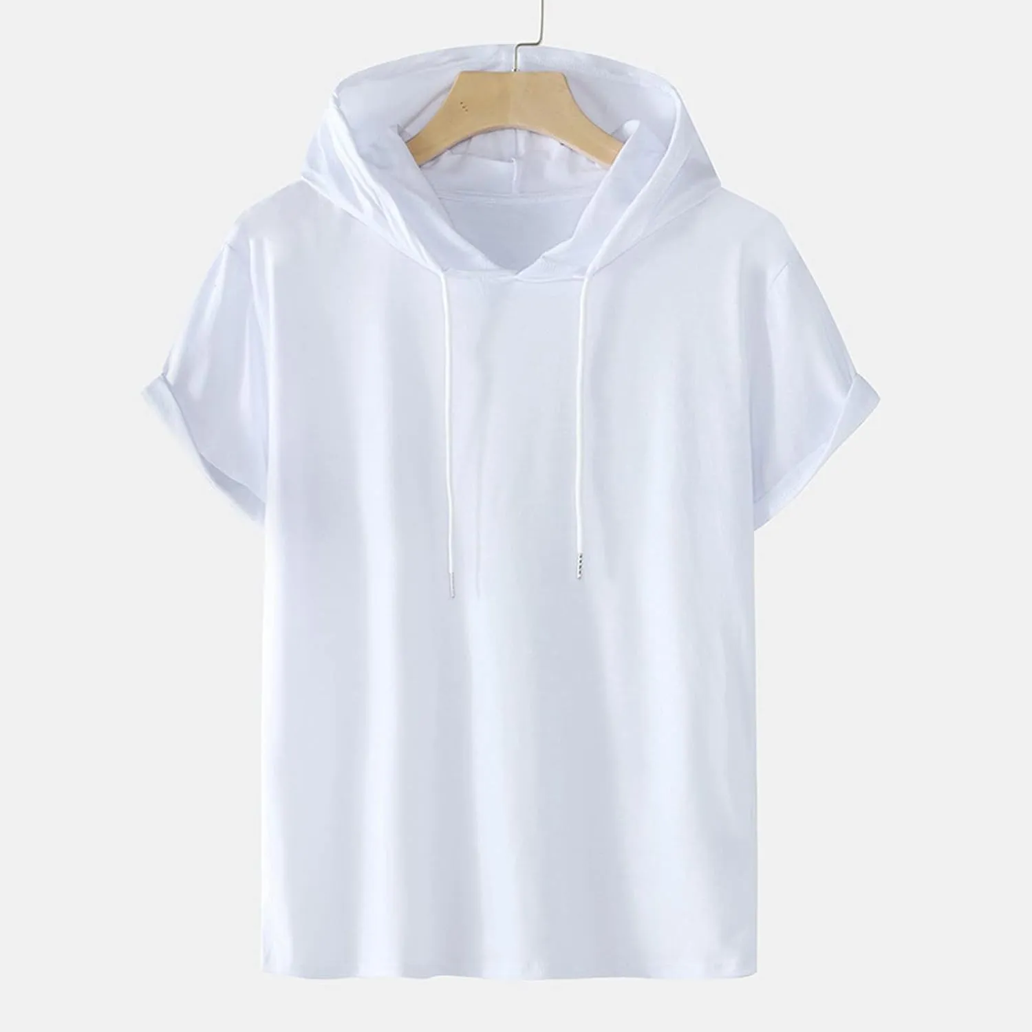 Dgoopd Men's Short Sleeve Hoodie Casual Loose Fit T-Shirts Men Plus Size Fashion Regular Fit Tees Lightweight Sweatshirt