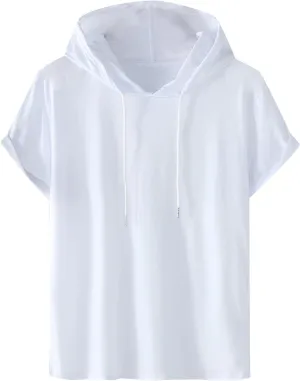 Dgoopd Men's Short Sleeve Hoodie Casual Loose Fit T-Shirts Men Plus Size Fashion Regular Fit Tees Lightweight Sweatshirt