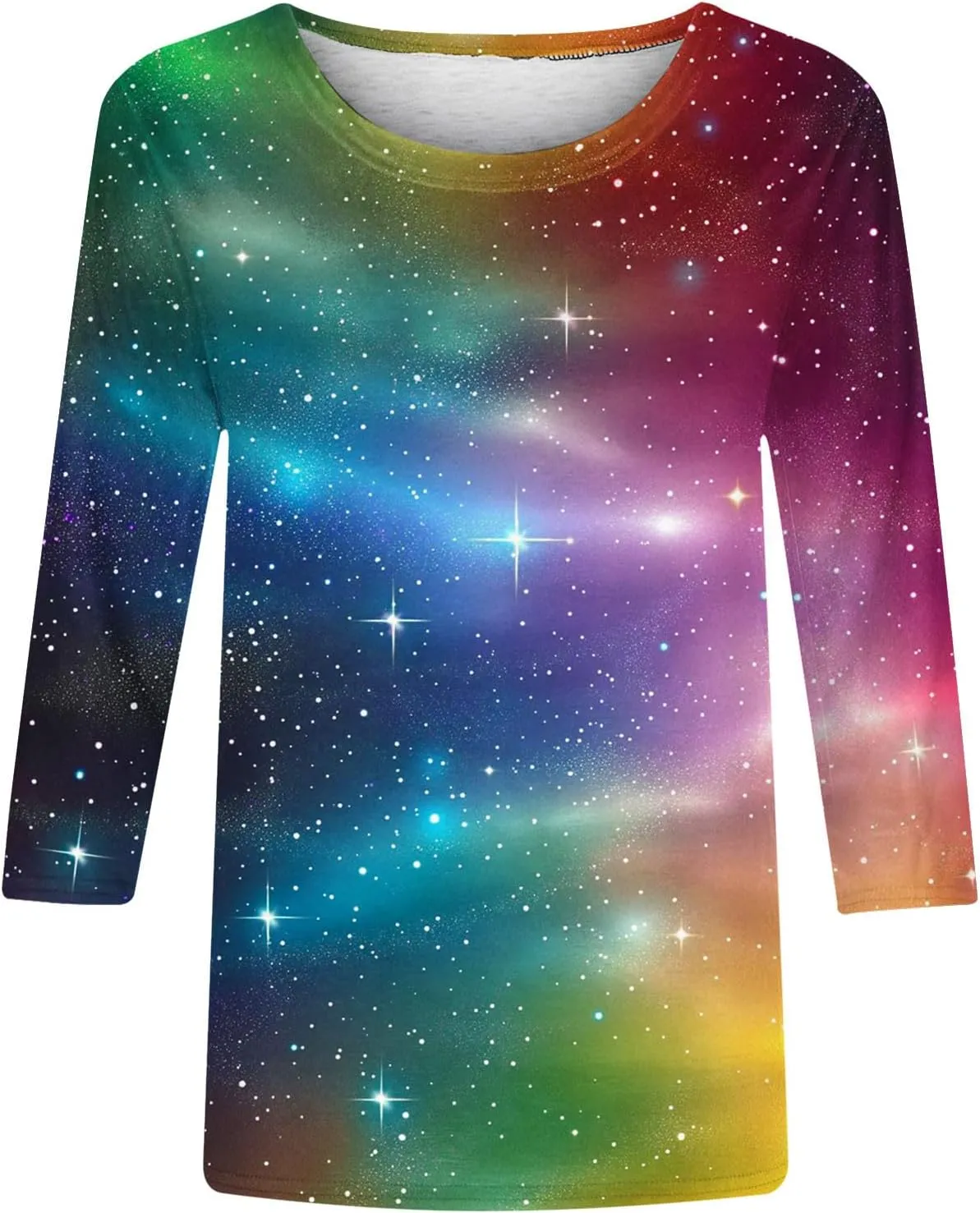 Elbow Sleeve Oversized Tshirt Shirts for Women Gradient Crew Neck Casual Pullover Printed Graphic Tee Top Tunic S-3XL
