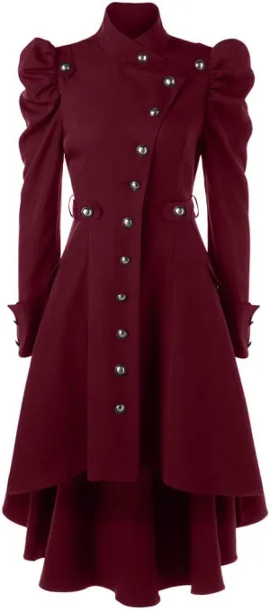 Fall Fashion for Women 2025 Trendy Vintage Womens Steampunk Victorian Swallow Tail Long Trench Jacket Black