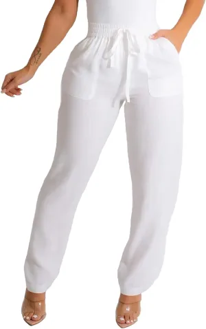 Flowy Pants for Women Casual High Waisted Wide Leg Palazzo Pants Trousers with Pocket Plus Size