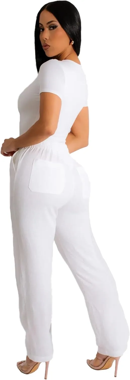 Flowy Pants for Women Casual High Waisted Wide Leg Palazzo Pants Trousers with Pocket Plus Size
