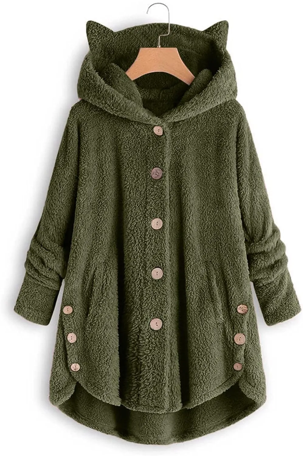 for Women Fall Winter Long Sleeve Cat Loose Fit Kawaii Warm Fuzzy Hooded Cardigan Hoodies Outfits Women 2025