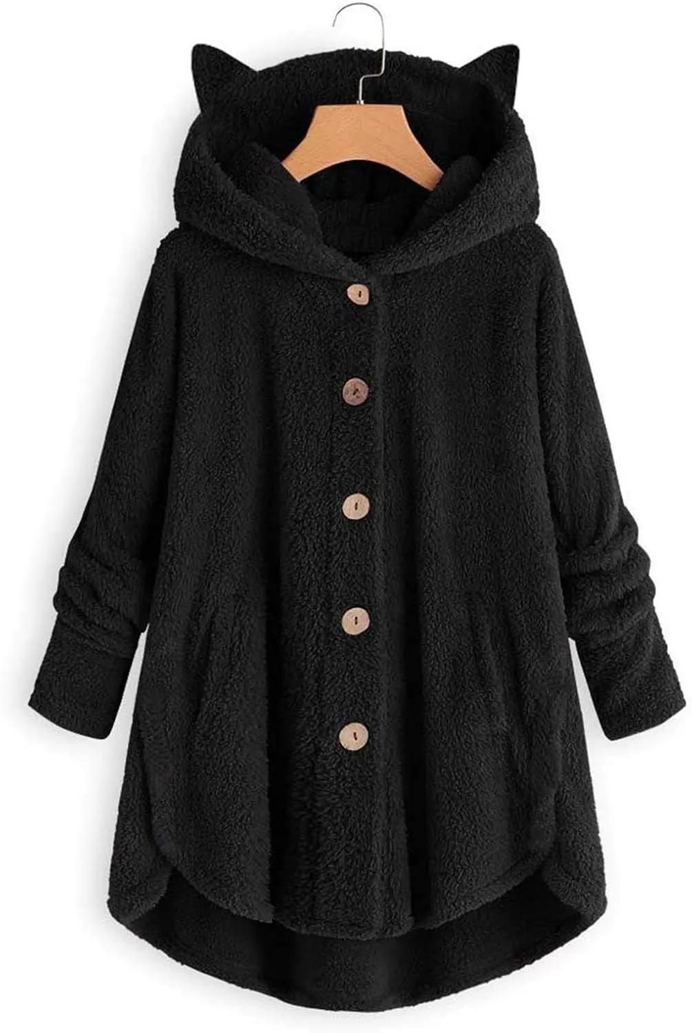 for Women Fall Winter Long Sleeve Cat Loose Fit Kawaii Warm Fuzzy Hooded Cardigan Hoodies Outfits Women 2025
