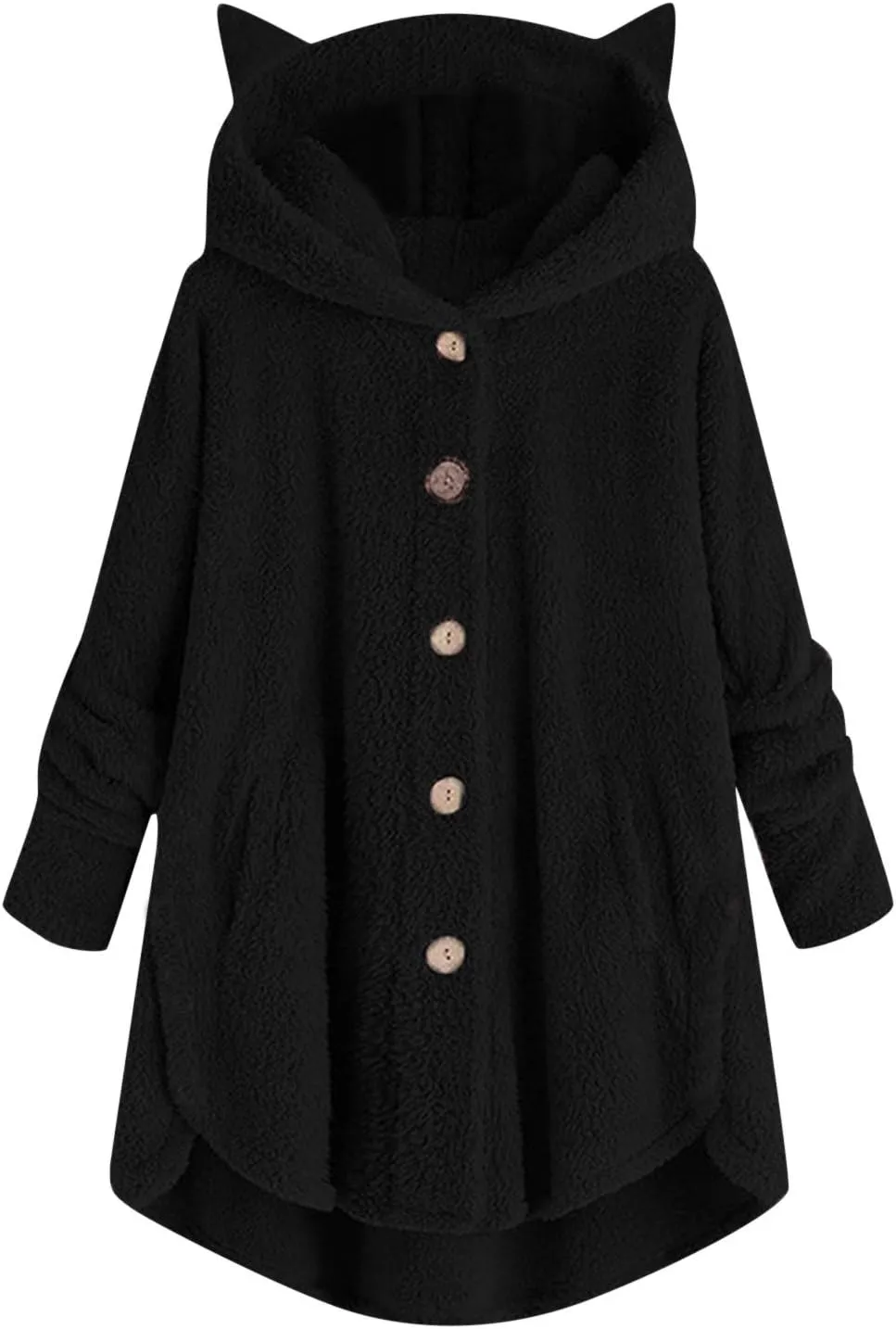 for Women Fall Winter Long Sleeve Cat Loose Fit Kawaii Warm Fuzzy Hooded Cardigan Hoodies Outfits Women 2025